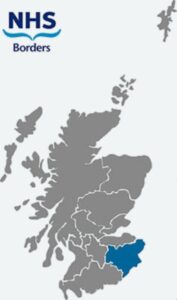 Map of Scotland highlighting the NHS Borders health board