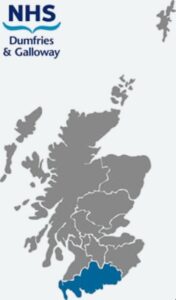 Map of Scotland highlight NHS Dumfries and Galloway health board