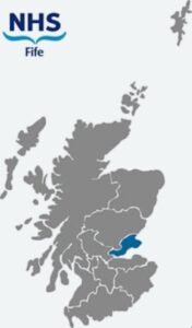 Map of Scotland highlighting NHS Fife health board