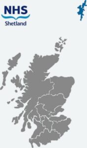 Map of Scotland highlighting NHS Shetland health board
