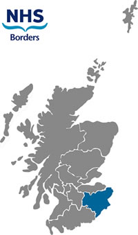 Map of Scotland highlighting NHS Borders health board