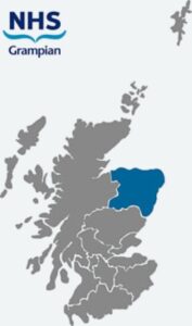 Map of Scotland highlighting NHS Grampian health board
